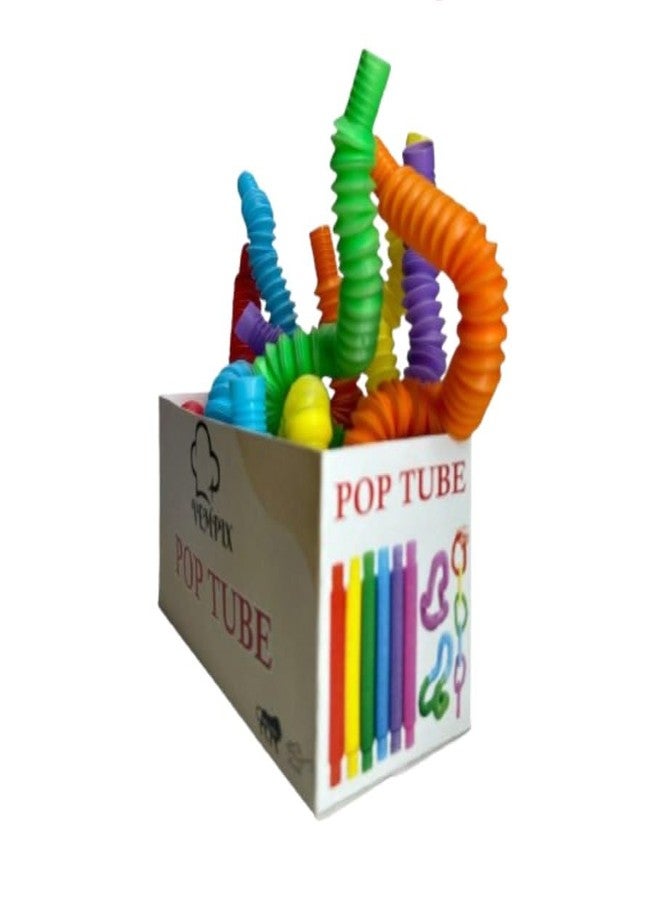 VEMPIX Pop Tubes Fidget Toy, Sensory Tubes, Poppin Pipes for Kids, Stress Relief Stretch Bend Build and Connect Toy, Fidget Toys for Sensory Learning, Colorful Pop Tubes (12-Pop Tube) - Image 3